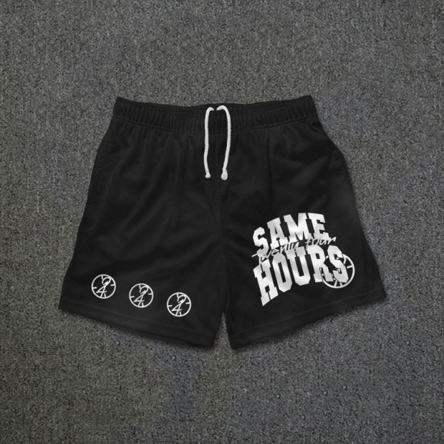 Streetwear Same 24 Hours Print Mesh Shorts