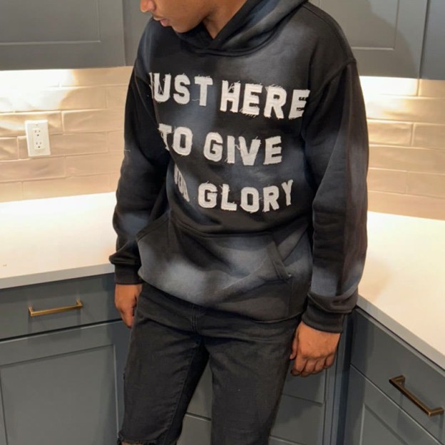 Street Style Just Here To Give God Glory Cross-letter Patch Embroidered Loose Unisex Hoodie