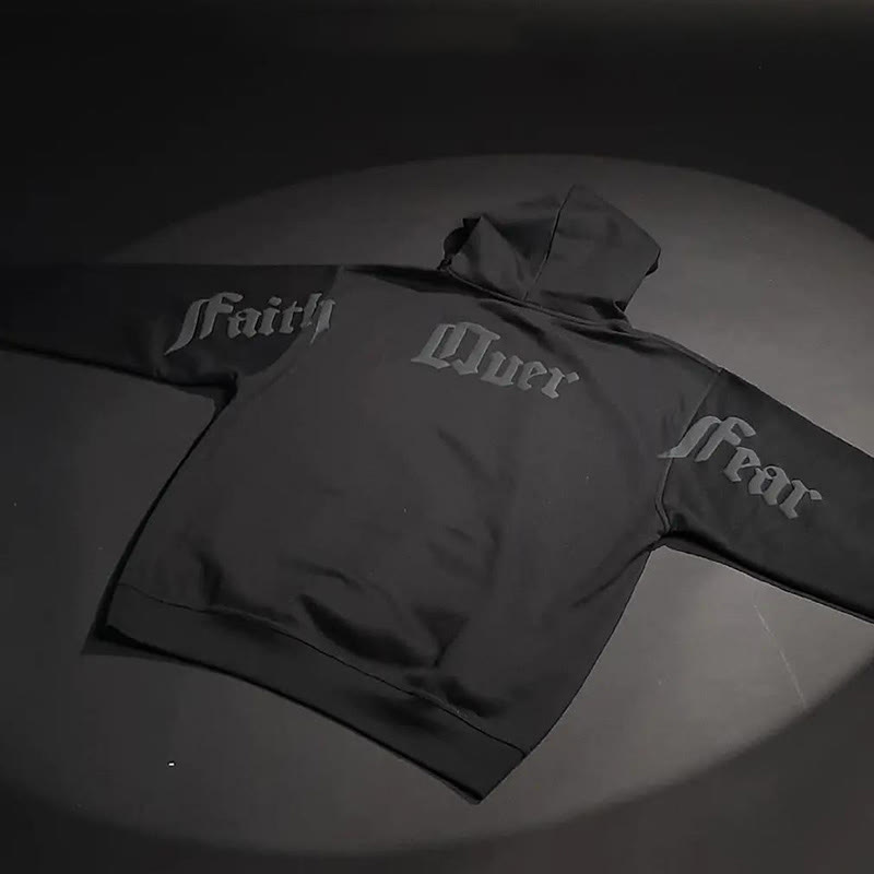 Unisex 100% Cotton Faith Over Fear Print Streetwear Hoodie