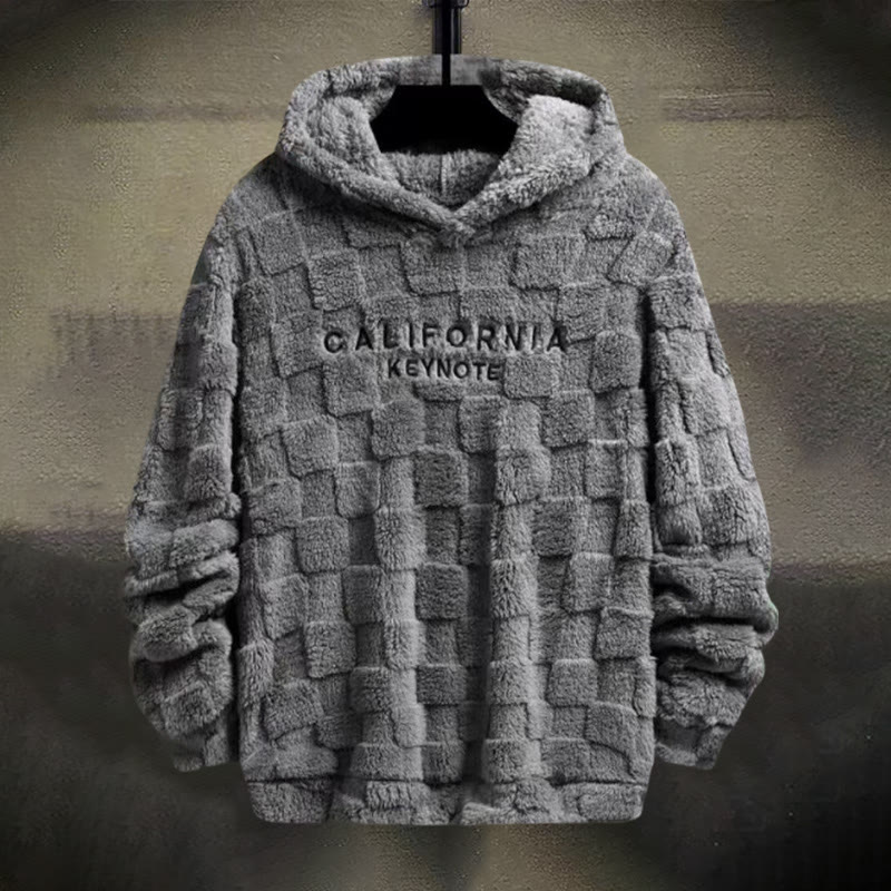 Casual Check Furry California Embroidered Hoodie