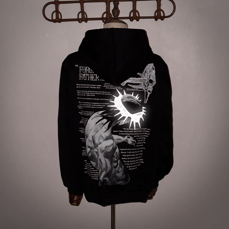 Unisex Reflective Crown Of Thorns Print Hoodie
