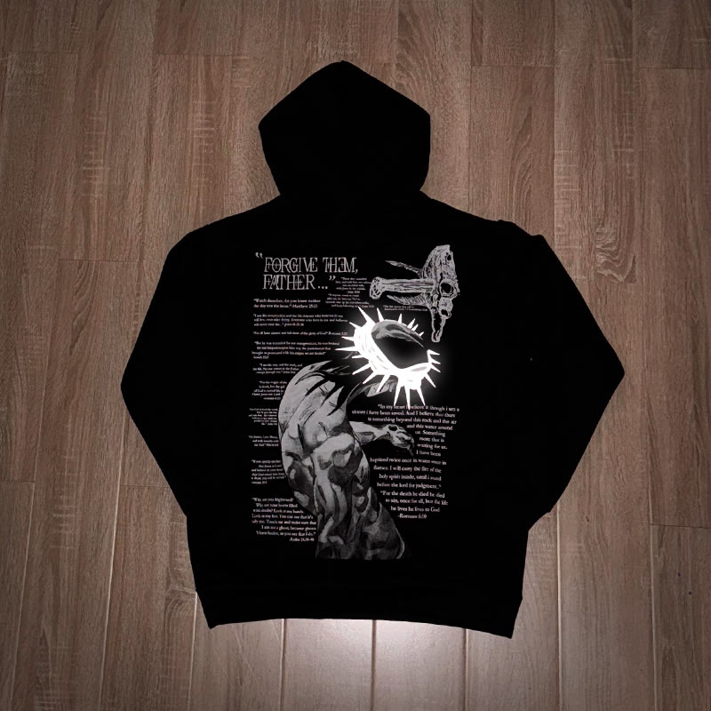 Unisex Reflective Crown Of Thorns Print Hoodie
