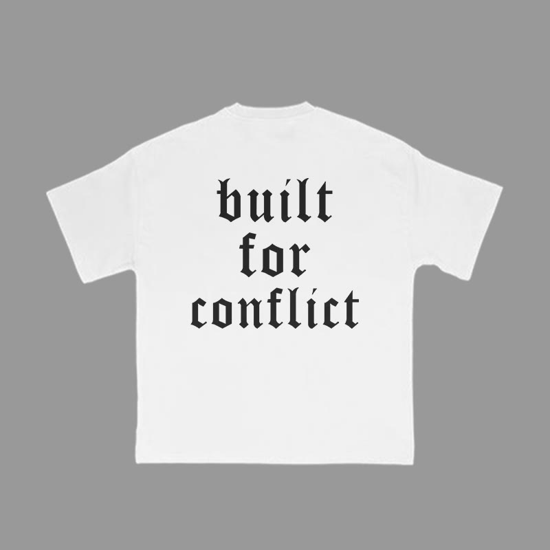 Unisex 100% Cotton Built For Conflict Print Gym T-shirt - White - 2XL - image 3