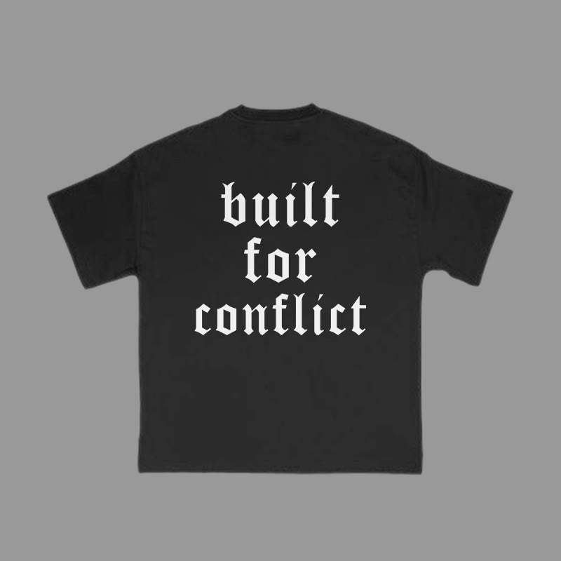 Unisex 100% Cotton Built For Conflict Print Gym T-shirt - image 2