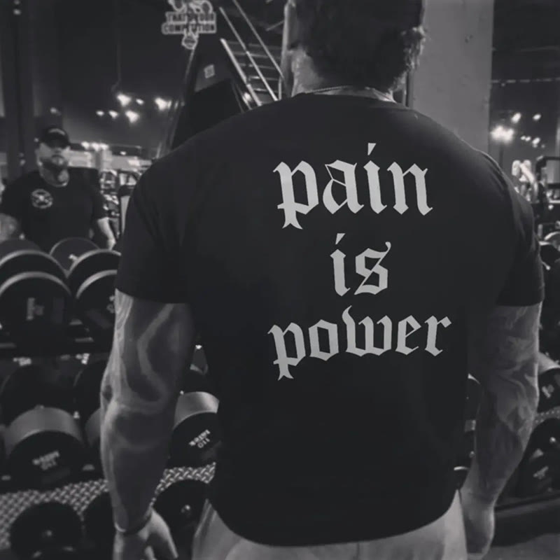 Unisex 100% Cotton Pain Is Power Print T-shirt - Black - 2XL - image 1