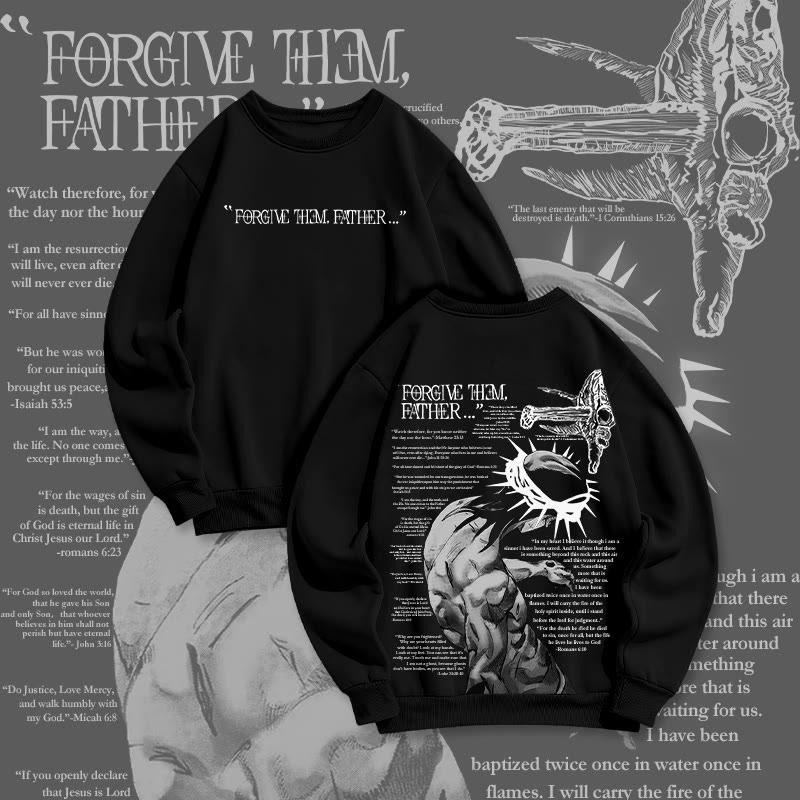 Unisex Reflective Crown Of Thorns Print Round Neck Sweatshirt