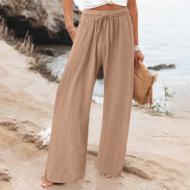 Casual drawstring trousers - Khaki - 5XL - image 1