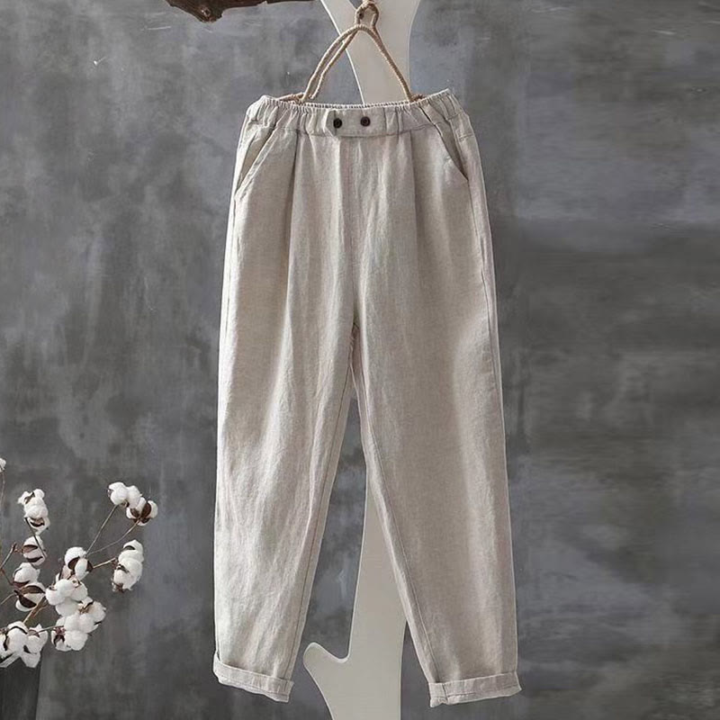Casual Button Pocket Cropped Trousers - image 2