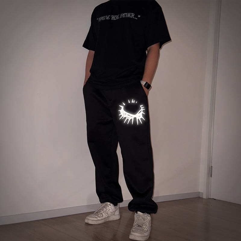 Unisex Reflective Crown Of Thorns Print T-shirt And Pants Set
