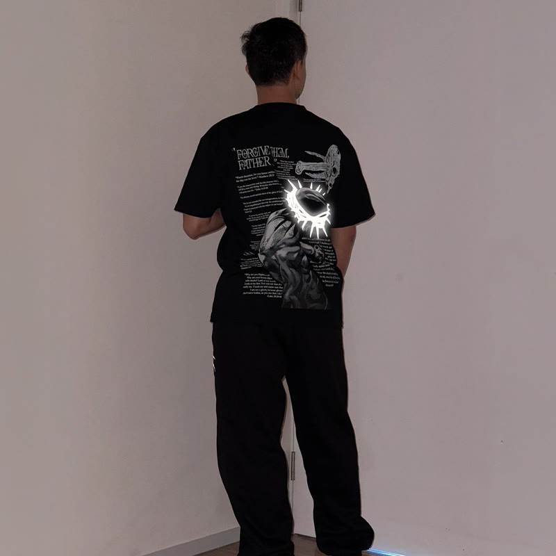 Unisex Reflective Crown Of Thorns Print T-shirt And Pants Set