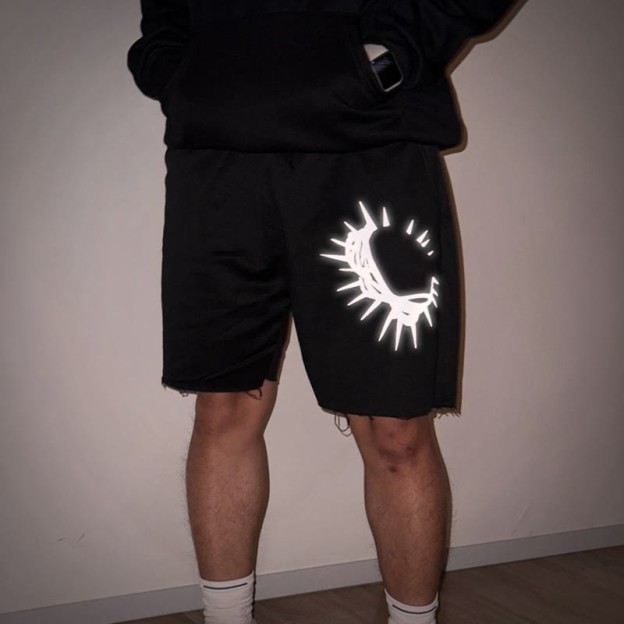 Unisex Reflective Crown Of Thorns Print Shorts