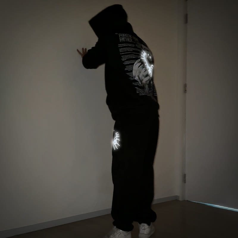 Unisex Reflective Crown Of Thorns Print Hoodie Set