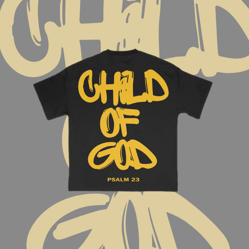 100% Cotton Child Of God Print T-shirt - Black Yellow - 2XL - image 9