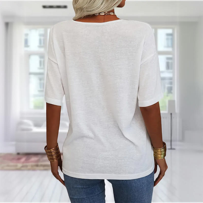 Women's casual short sleeve V-neck T-shirt - image 2