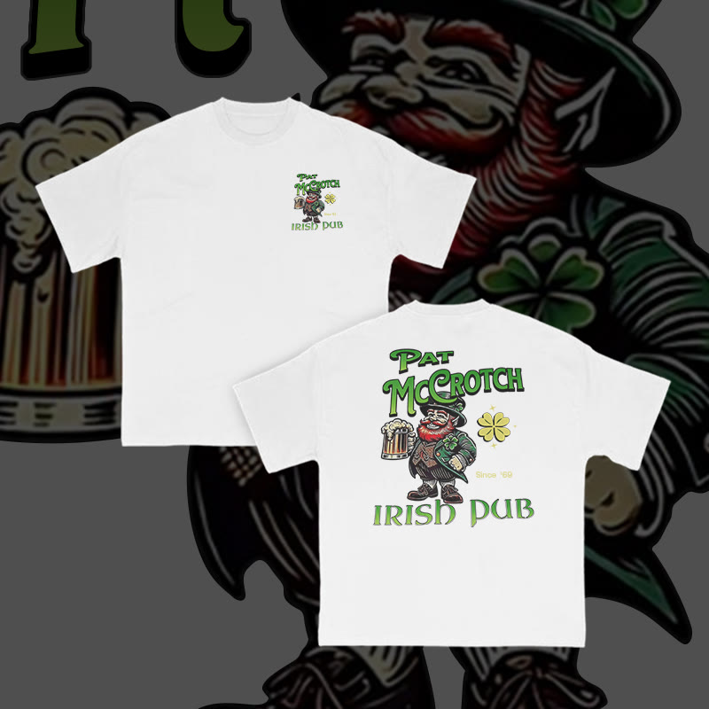 Unisex 100% Cotton Pat McCrotch Irish Pub Print T-shirt