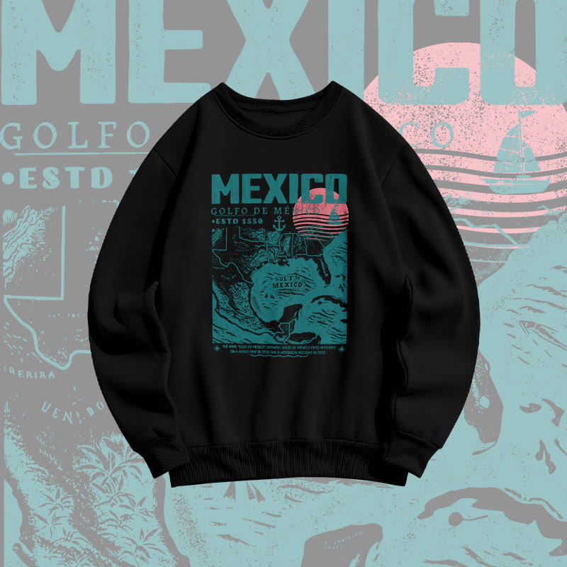 Unisex 100% Cotton Golfo De Mexico Print Sweatshirt