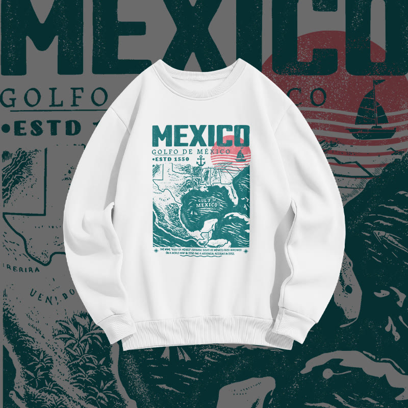Unisex 100% Cotton Golfo De Mexico Print Sweatshirt