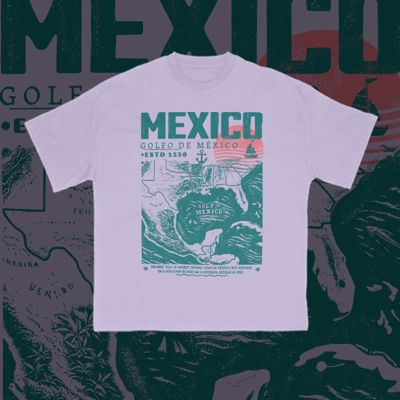Unisex 100% Cotton Golfo De Mexico Print T-shirt