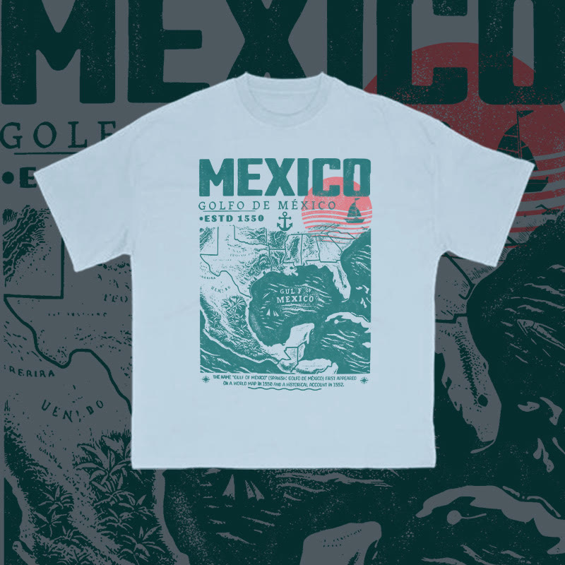 Unisex 100% Cotton Golfo De Mexico Print T-shirt