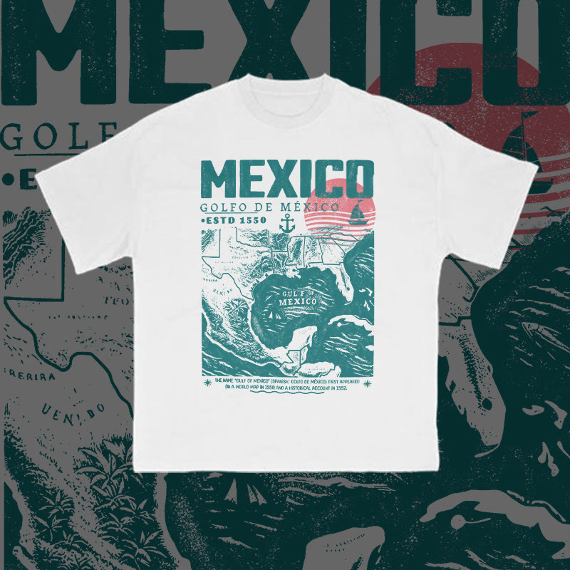 Unisex 100% Cotton Golfo De Mexico Print T-shirt