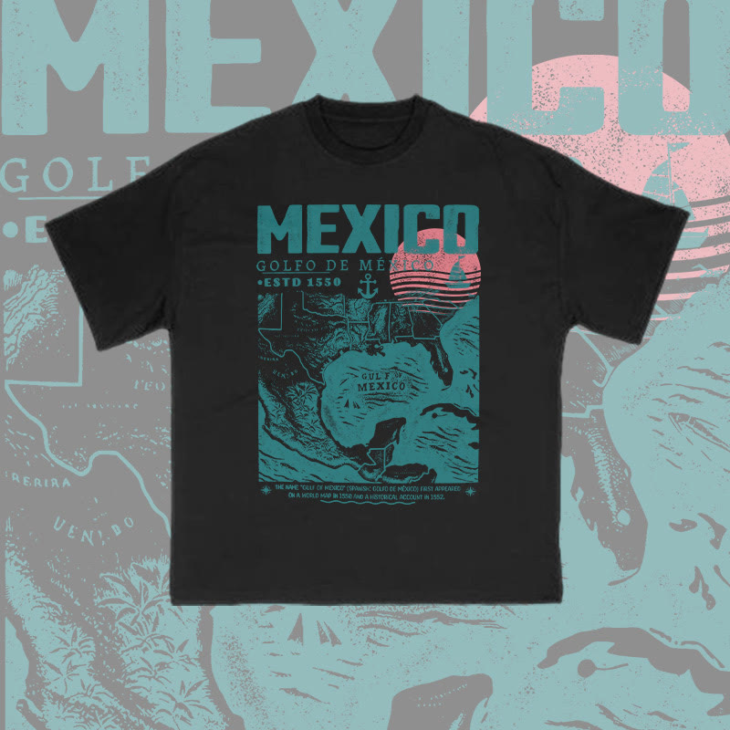 Unisex 100% Cotton Golfo De Mexico Print T-shirt