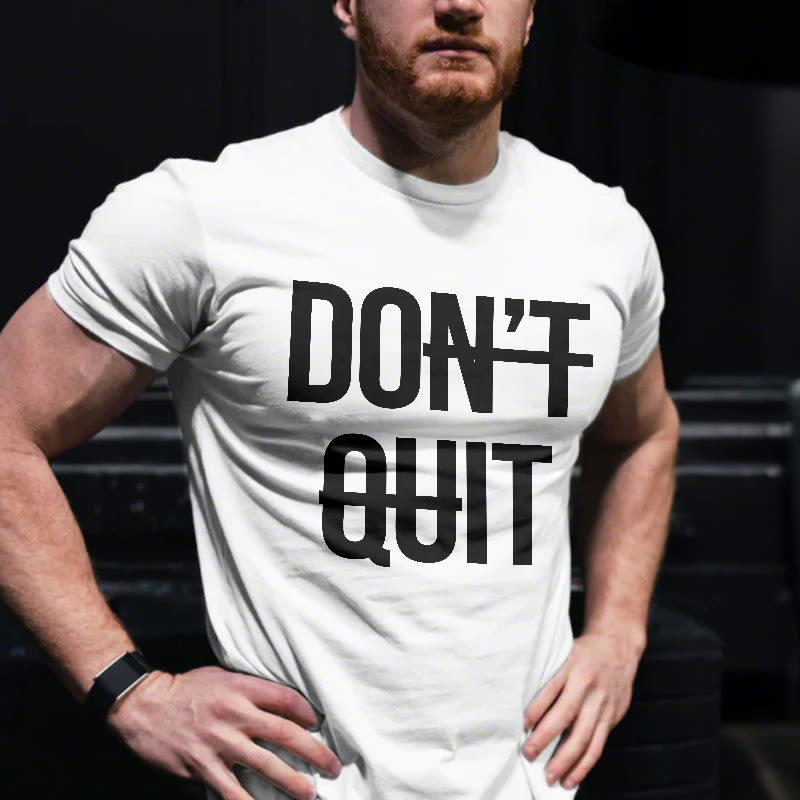Unisex 100% Cotton DON'T QUIT Gym Print T-shirt - White - US20-22(3XL) - image 2
