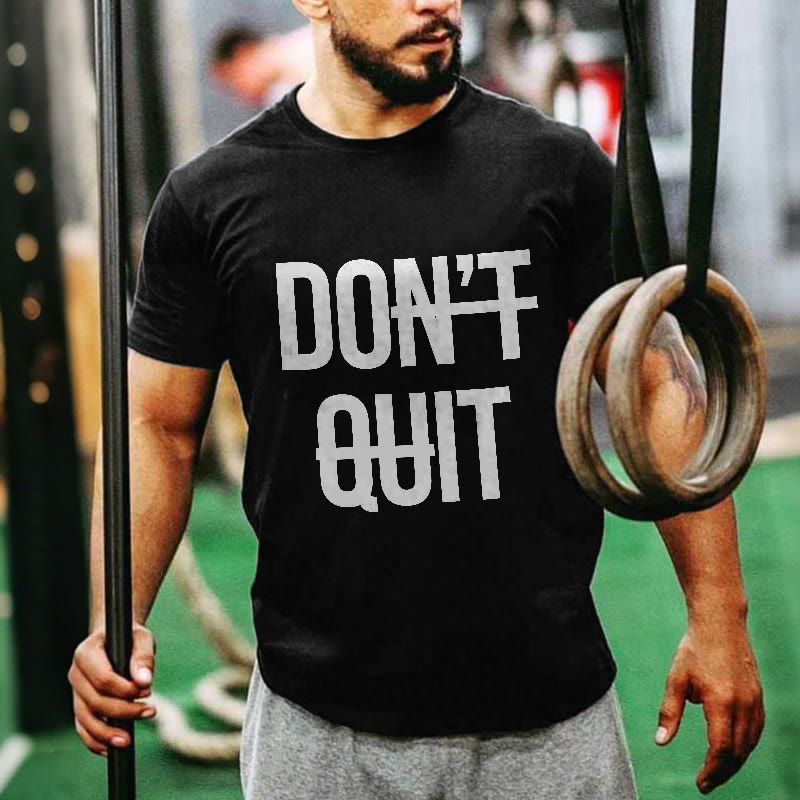 Unisex 100% Cotton DON'T QUIT Gym Print T-shirt - Black - US20-22(3XL) - image 1