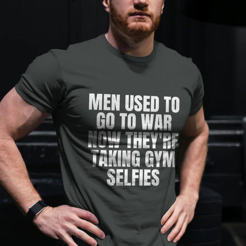 Unisex 100% Cotton Men Used To Go To War Gym Print T-shirt - Grey - US20-22(3XL) - image 2