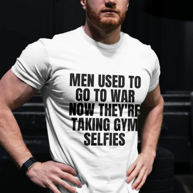 Unisex 100% Cotton Men Used To Go To War Gym Print T-shirt - White - US20-22(3XL) - image 1