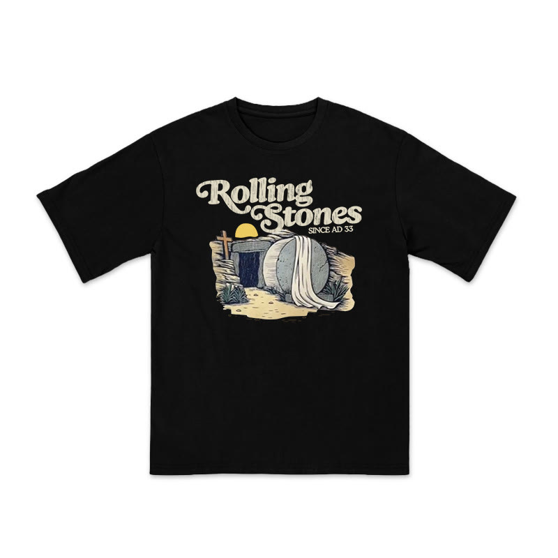 Unisex 100% Cotton Rolling Stones Cross Print T-shirt