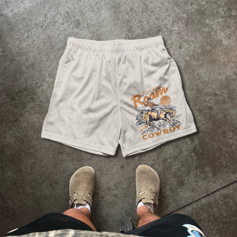 Roam Cowboy Print Causal Mesh Shorts
