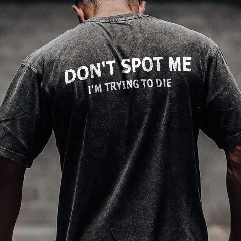 100% Cotton Don't Spot Me Gym Print Acid Washed T-shirt - image 3
