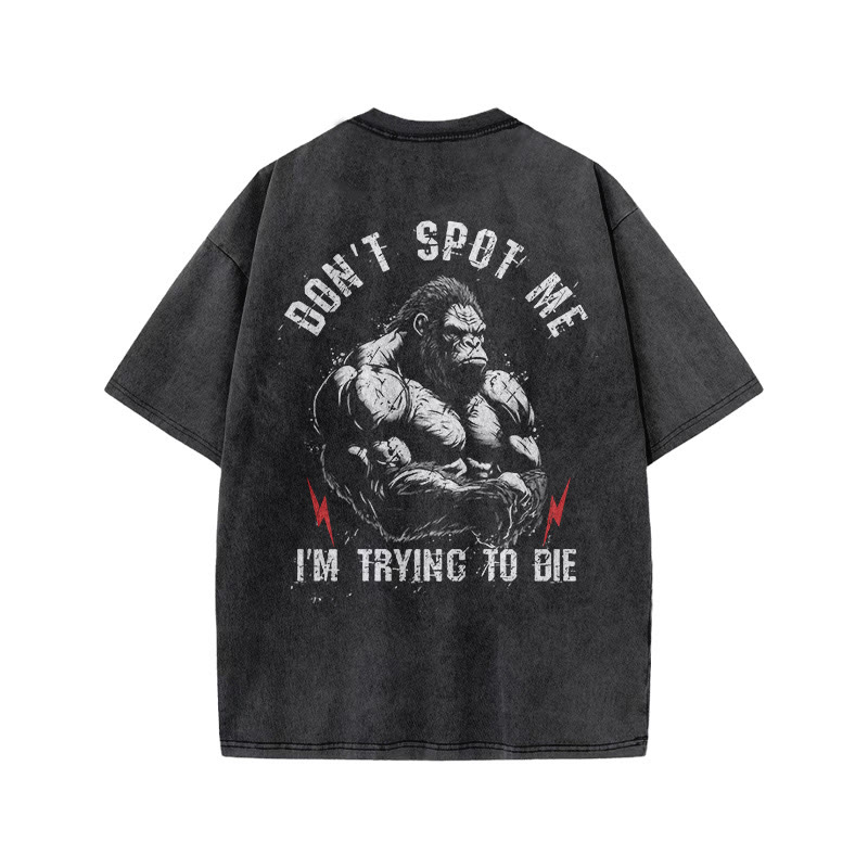 100% Cotton Don't Spot Me Gym Print Acid Washed T-shirt - image 5