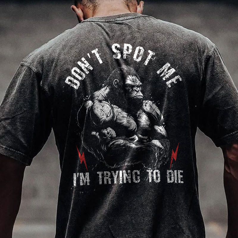 100% Cotton Don't Spot Me Gym Print Acid Washed T-shirt - image 2