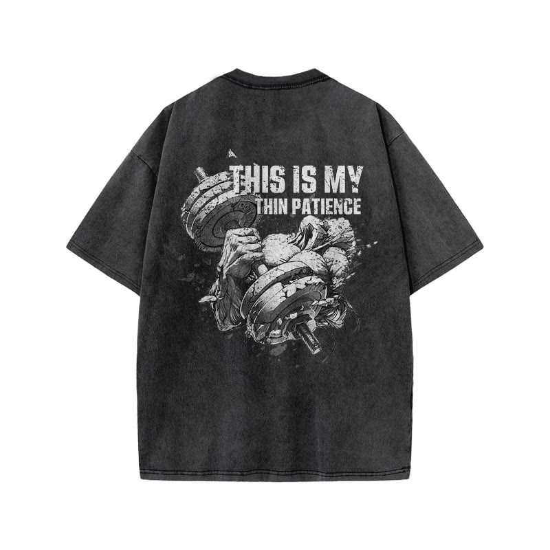 100% Cotton This Is My Thin Therapy Gym Print Acid Washed T-shirt - image 2