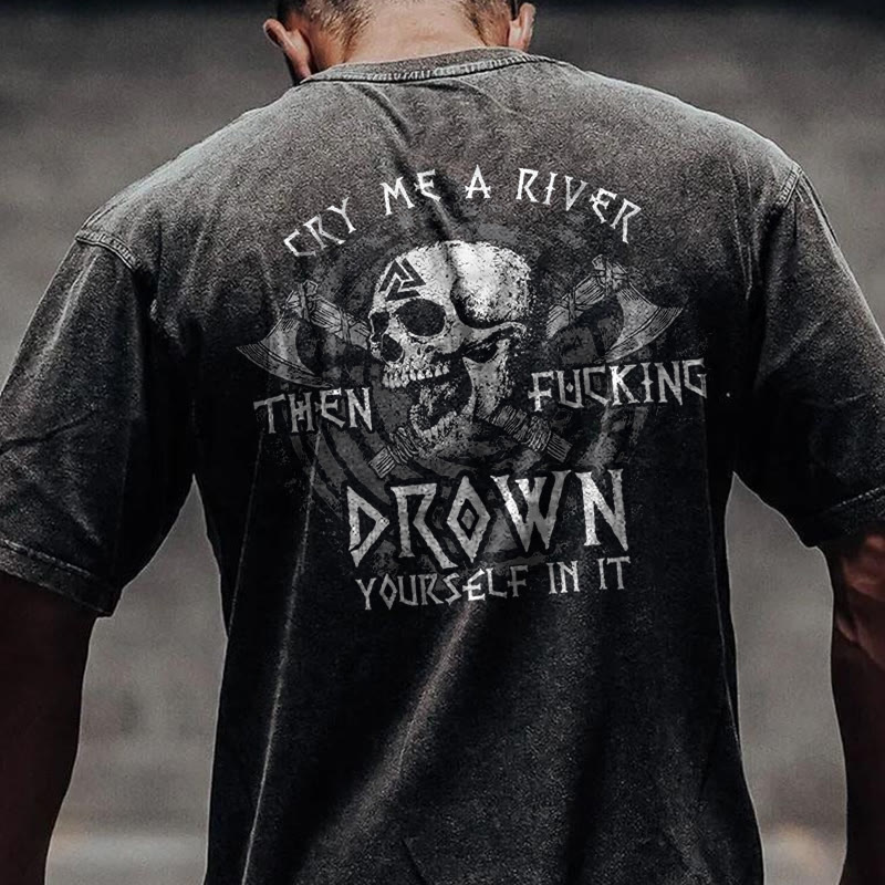 100% Cotton Cry Me A River Gym Print Acid Washed T-shirt - image 2