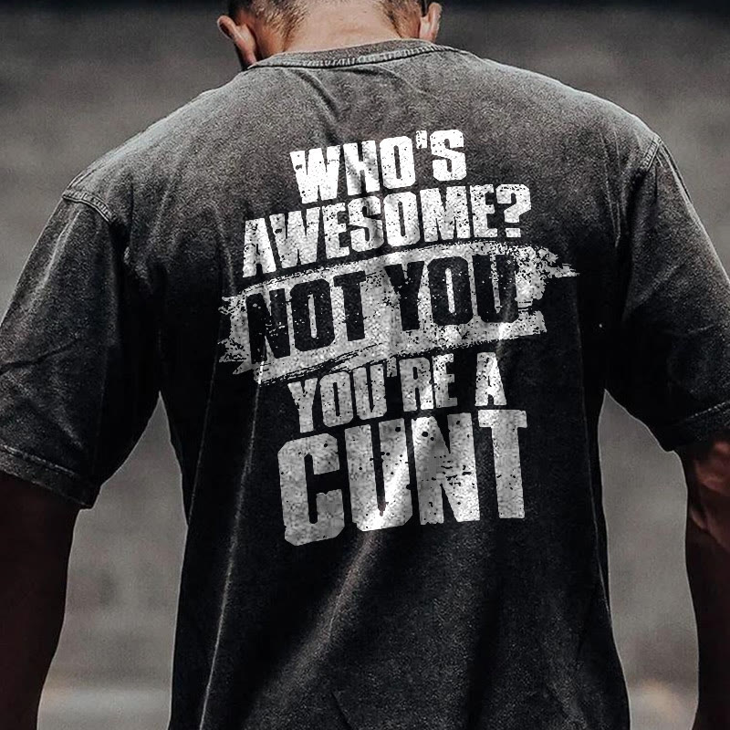 100% Cotton YOU'RE A CUNT Gym Print Acid Washed T-shirt - image 2