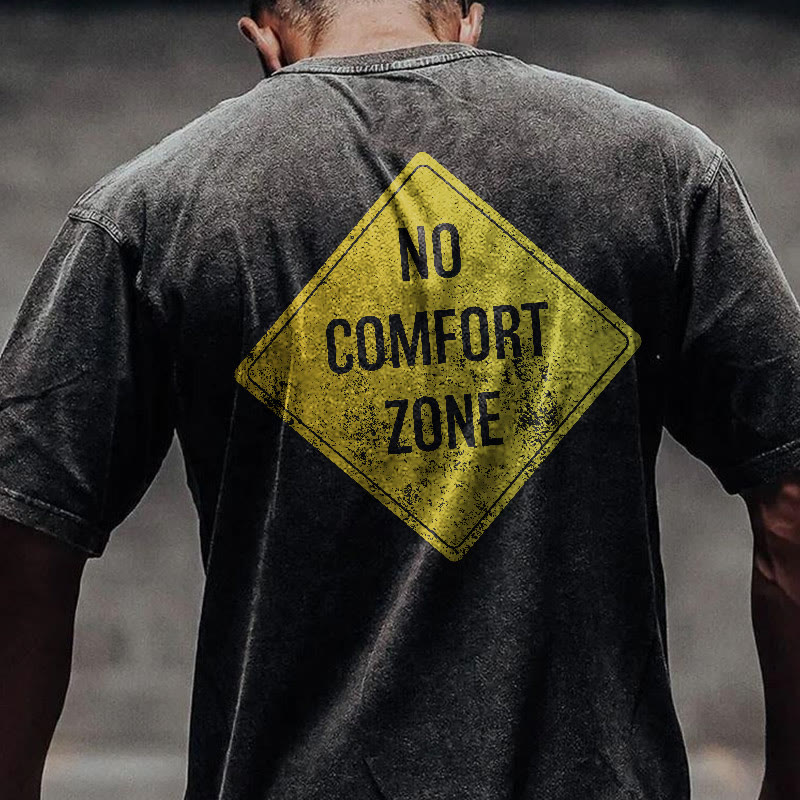 100% Cotton NO COMFORT ZONE Gym Print Acid Washed T-shirt - image 2