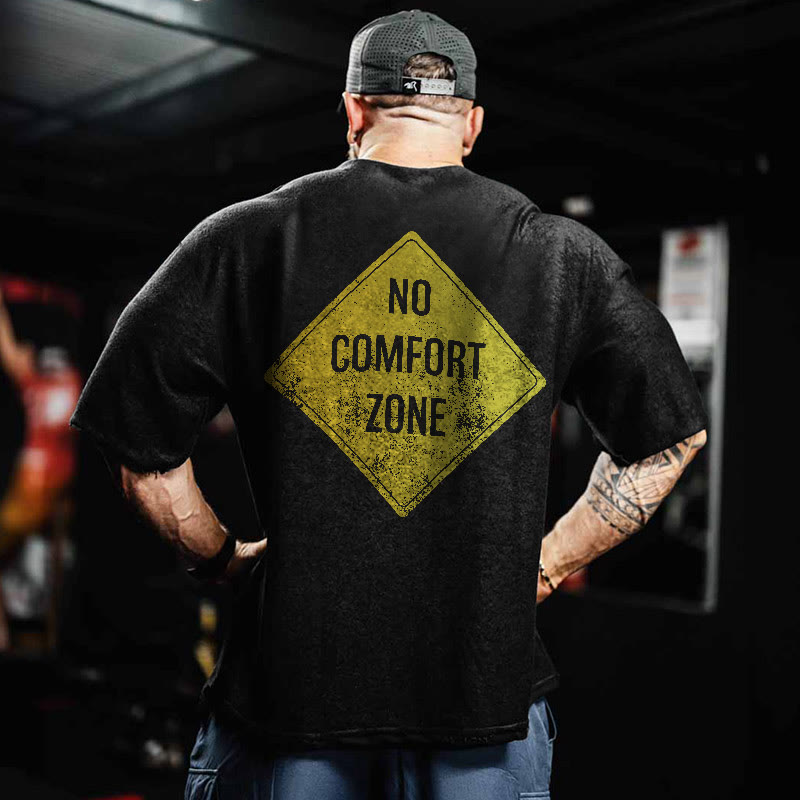 100% Cotton NO COMFORT ZONE Gym Print Acid Washed T-shirt - Black - US20-22(3XL) - image 1