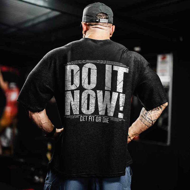 100% Cotton DO IT NOW! Gym Print Acid Washed T-shirt - image 2