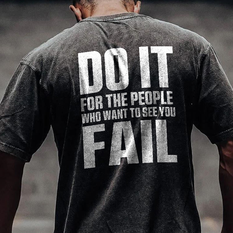 100% Cotton DO IT Gym Print Acid Washed T-shirt - Black - US20-22(3XL) - image 1