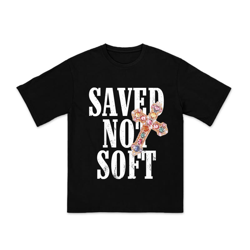 Unisex 100% Cotton Saved Not Soft Gemstone Cross Print T-shirt
