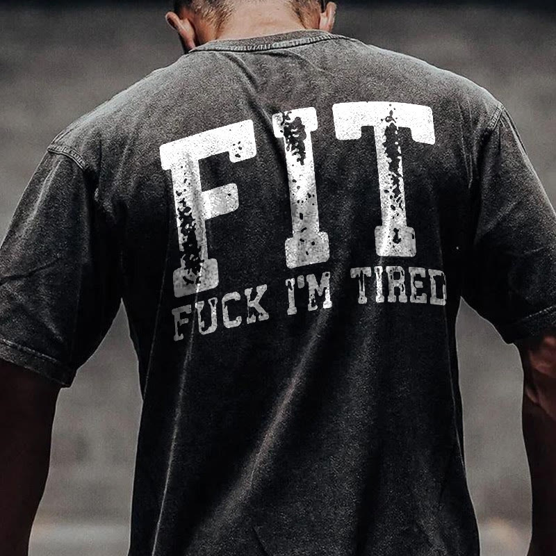 100% Cotton FIT Gym Print Acid Washed T-shirt - Black - US20-22(3XL) - image 1