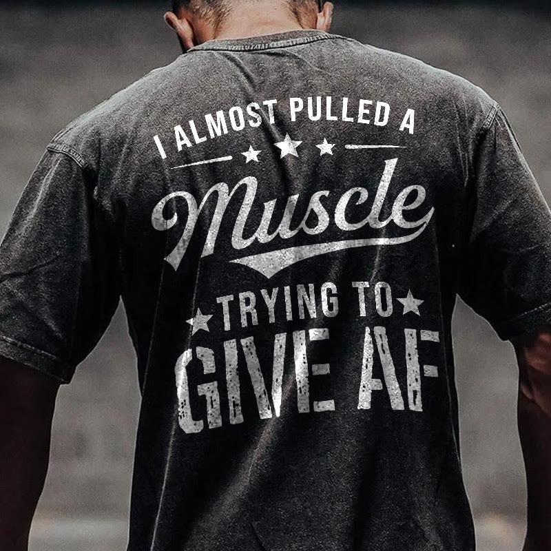 100% Cotton Muscle Gym Print Acid Washed T-shirt - Black - US20-22(3XL) - image 1