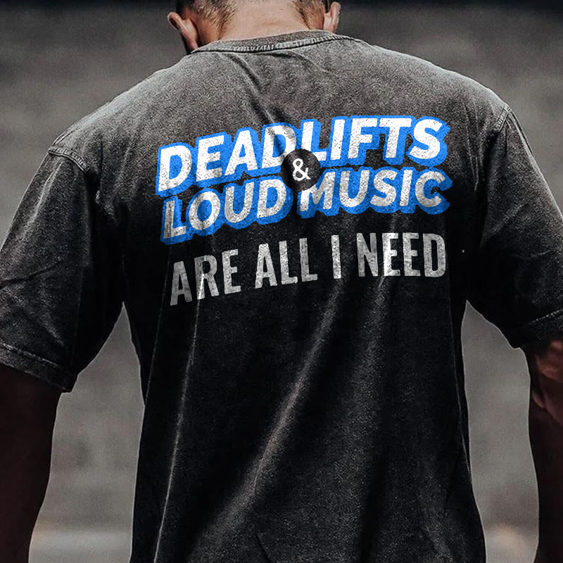 100% Cotton DEADLIFTS Gym Print Acid Washed T-shirt - image 2