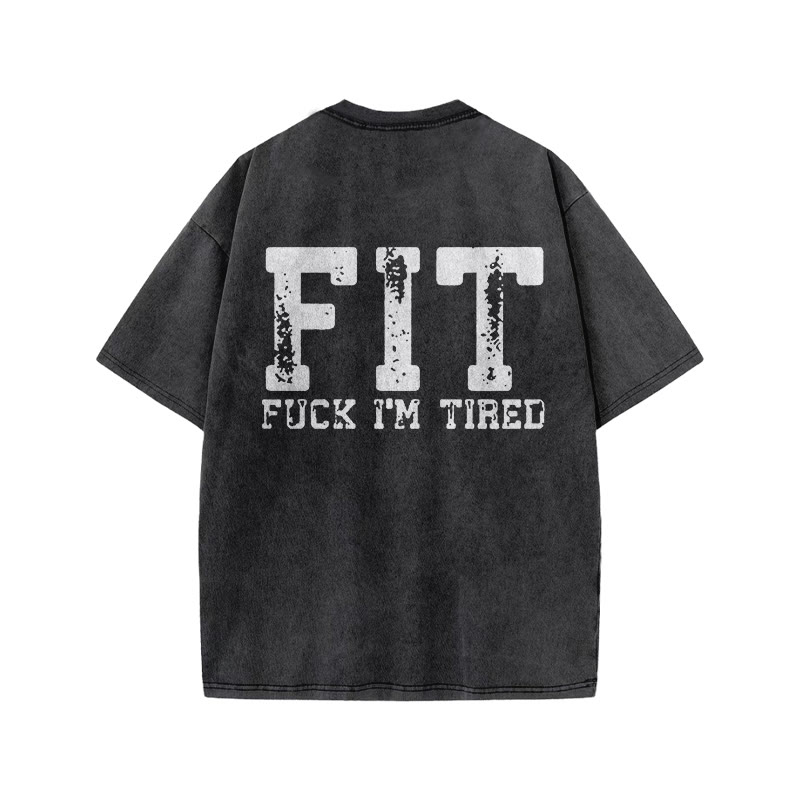 100% Cotton FIT Gym Print Acid Washed T-shirt - image 3