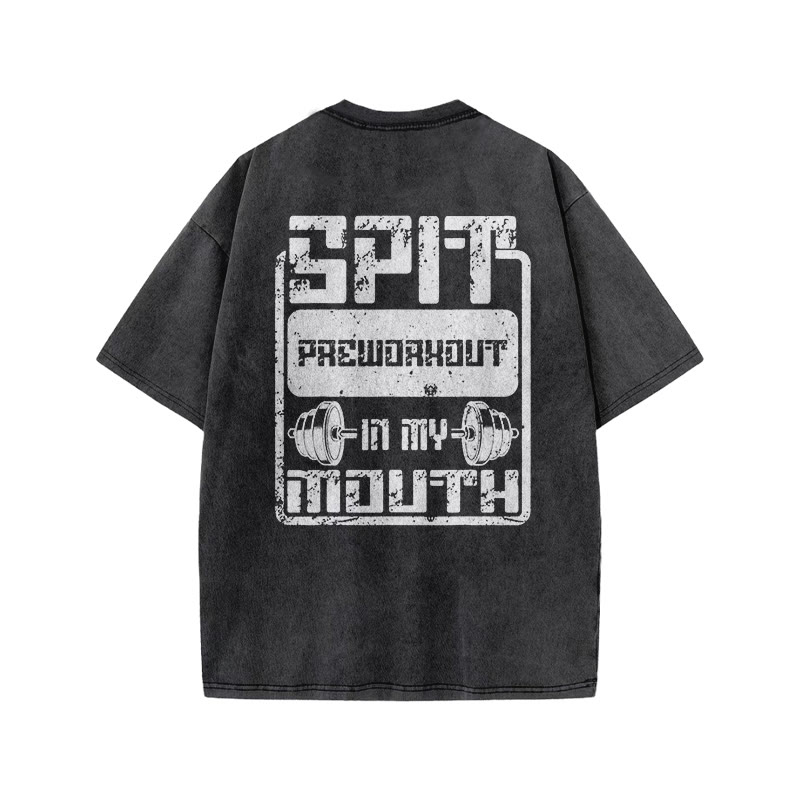 100% Cotton SPIT Gym Print Acid Washed T-shirt - image 3