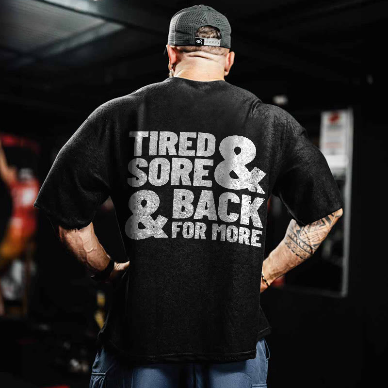 100% Cotton TIRED & SORE Gym Print Acid Washed T-shirt - image 2