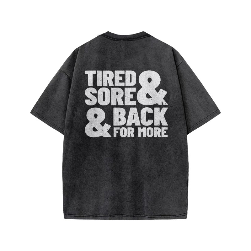 100% Cotton TIRED & SORE Gym Print Acid Washed T-shirt - image 3