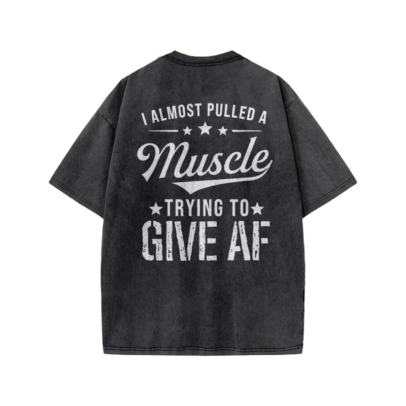 100% Cotton Muscle Gym Print Acid Washed T-shirt - image 3